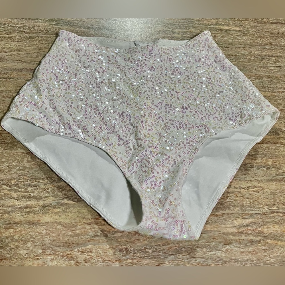 NWOT Valentine white bikini bottom with sequins